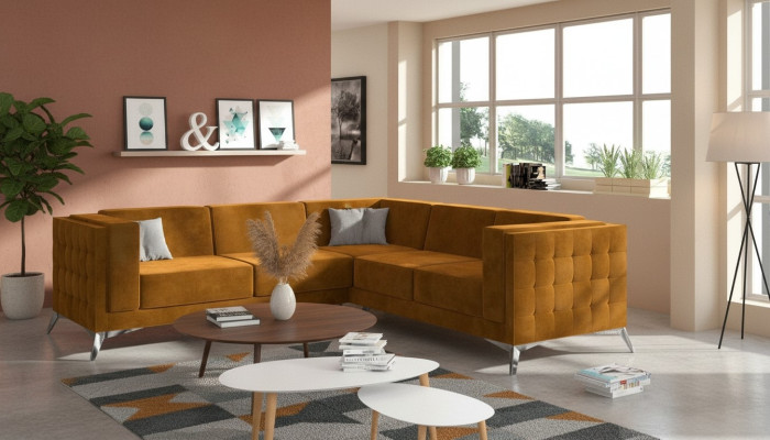 Ecksofa Wohnlandschaft Design Sofa Couch Polster Sitz Garnitur Textil