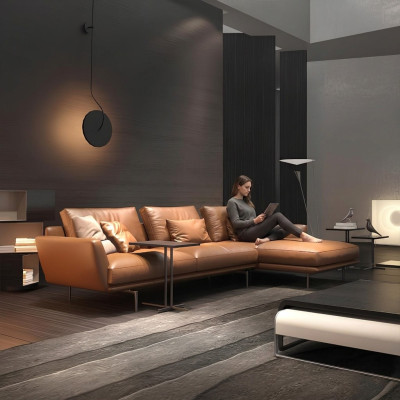 Sofa L-Form Ledersofa Couch Wohnlandschaft Garnitur Design Ecksofa Modern Sofa