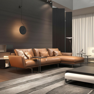 Sofa L-Form Ledersofa Couch Wohnlandschaft Garnitur Design Ecksofa Modern Sofa