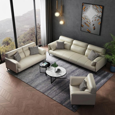 Luxuriöse Wohnzimmer Sofagarnitur 3+2+1 Set Garnitur Leder Polster Couchen Stoff