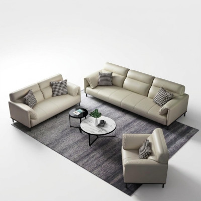 Luxuriöse Wohnzimmer Sofagarnitur 3+2+1 Set Garnitur Leder Polster Couchen Stoff