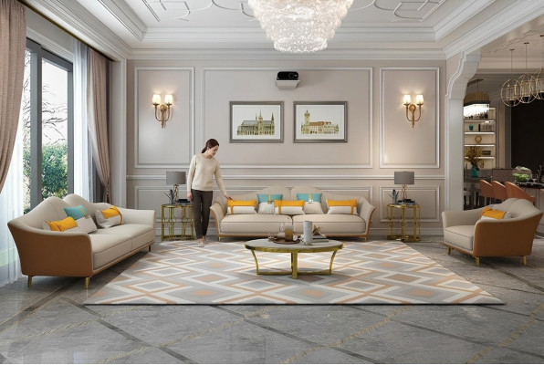 Luxuriöse Wohnzimmer Garnitur Leder Polster Couchen Stoff Sofagarnitur 3+2+1 Set