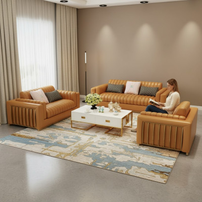 Luxus Ledersofa Couch Wohnlandschaft Garnitur Design Modern Sofas Sofa 3+2+1 Neu