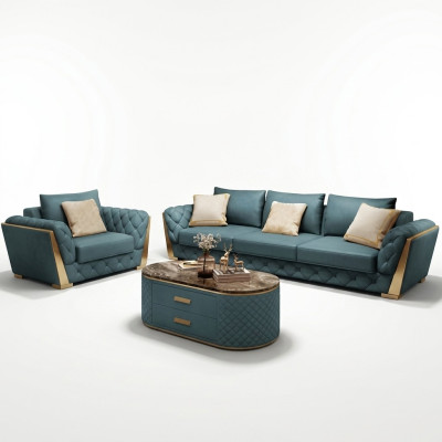 Sofa 3 Sitzer Wohnlandschaft Sofas Couch Polster Garnitur Stoff Modern Leder