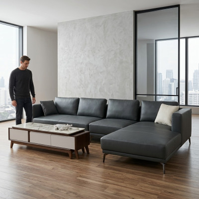 Ecke Ecksofa L-Form Wohnlandschaft Sofa Couch Polster Garnitur Stoff Sofas Leder