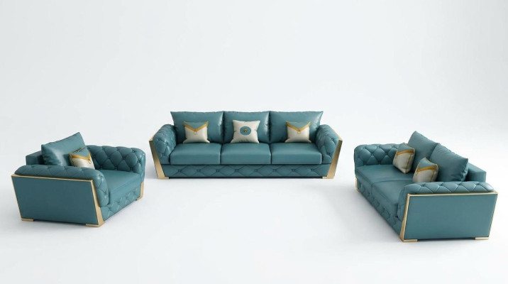Sofagarnitur 3+2+1 Sitzer Wohnlandschaft Couch Sofa Polster Garnitur Sofas Leder