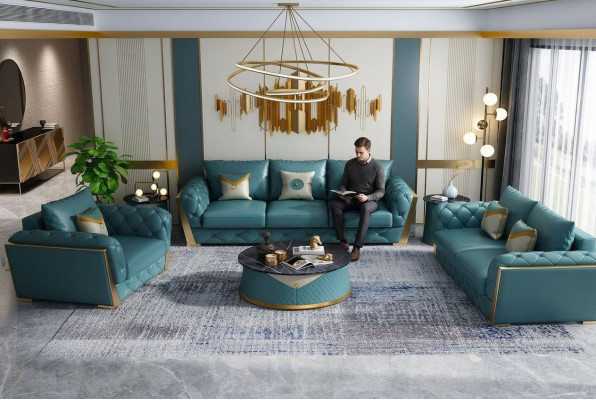 Sofagarnitur 5tlg. Set Sitz Polster Garnituren 2x Beistelltische Sofa Couchtisch neu