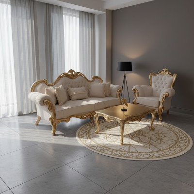 Sofagarnitur 3+3+1+1 Sitzer Klassisch Relax Sessel Chesterfield Barock Stil 4tlg