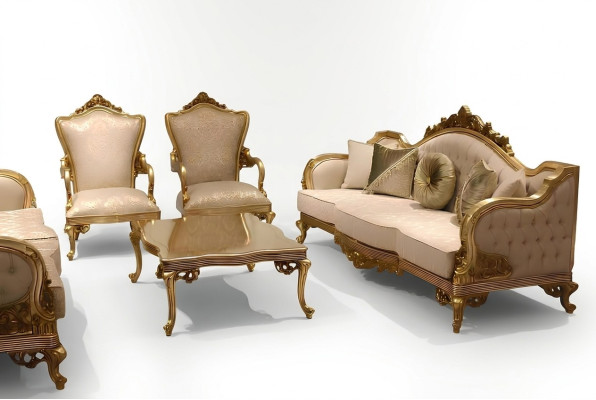 Designer Sofagarnitur 3+3+1 Sitzer Couch Polster Sitzgarnitur Klassische Set Neu