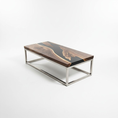 River Table Epoxidharz Couchtisch Echtes Holz Massiv Tische 120x60