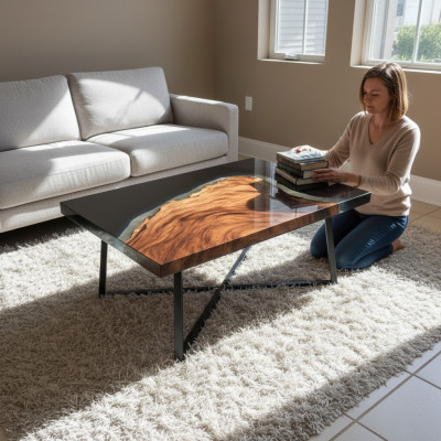 Couchtisch River Table Epoxidharz Massiv Tische 70x40 Flusstisch