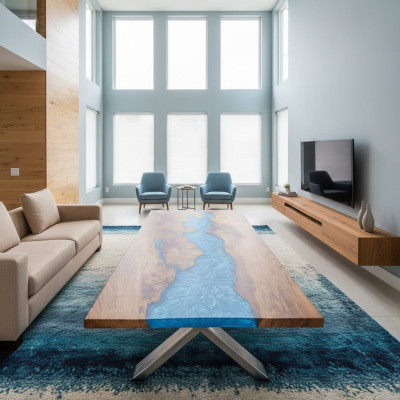 Couchtisch River Table Echtes Holz Flusstisch 120x90 Massive Tische