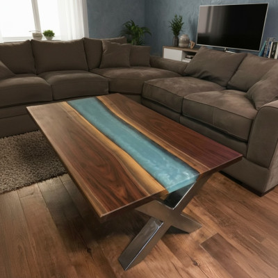 Couchtisch River Table Epoxidharz Massiv Tische 120x60 Flusstisch