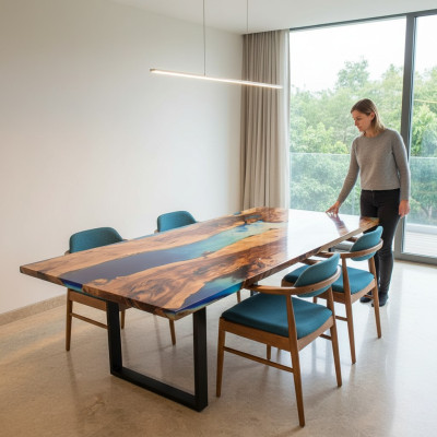 Esstisch Design Tisch Moderne Tische Meer Ozean Fluss Epoxid Harz Möbel 200x90