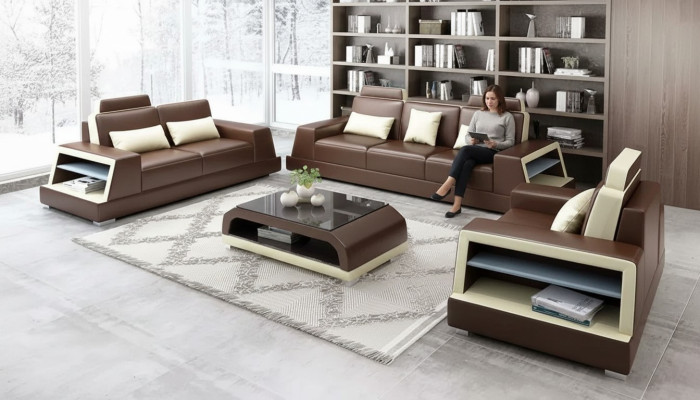 Design Sofa Sofagarnitur 321 Sitzer Couchtisch Garnituren Leder Set Gruppe 4tlg