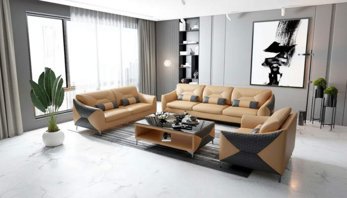 Modernes Sofa Sofagarnitur 321 Sitzer Couchtisch Garnituren Leder Gruppe 4tlg