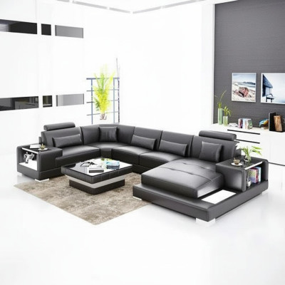 Ecksofa Wohnlandschaft Eckcouch Couchtisch Sofa LForm Ledersofa Couch Polster