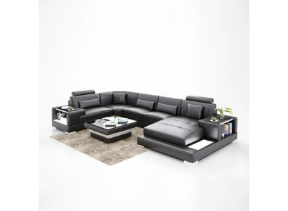 Ecksofa Wohnlandschaft Eckcouch Couchtisch Sofa LForm Ledersofa Couch Polster