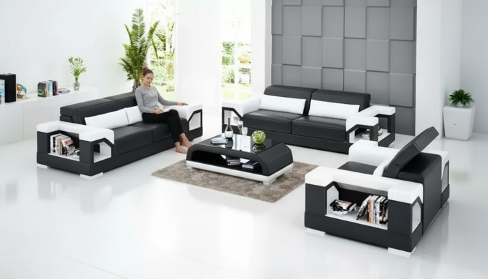 Sofagarnitur 321 Sitzer Couchtisch Wohnlandschaft Ledersofa Modernes Sofa Couch