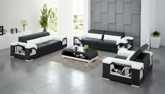 Sofagarnitur 321 Sitzer Couchtisch Wohnlandschaft Ledersofa Modernes Sofa Couch