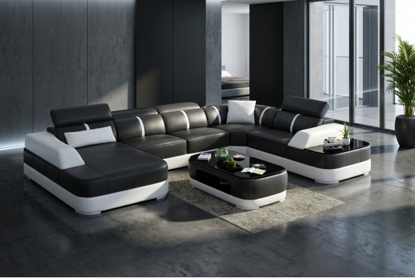 Leder xxl couch sofa wohnzimmer landschaft moderne designer eckpolster