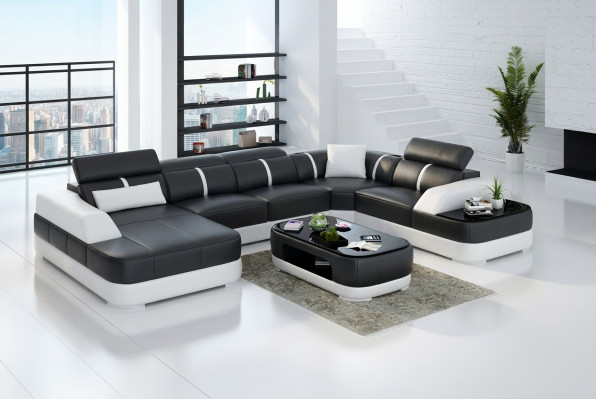 Ecksofa Design Moderne Wohnzimmer Eckcouch Lederpolster Couch Sofa
