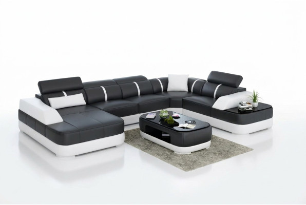 Ecksofa Design Moderne Wohnzimmer Eckcouch Lederpolster Couch Sofa