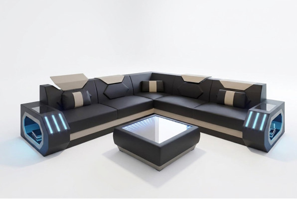 Ecksofa Lederpolster Design Wohnzimmer Eckcouch Couch Sofa L Form Wohnlandschaft