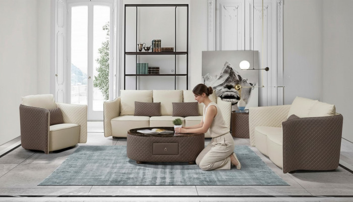 Design Ledersofa Couch Polster Garnitur Sofa 321 Sitzer Klassische Couchen Neu