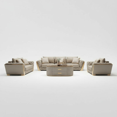 Ledersofa Couch Polster Garnitur 321 Sitzer komplett set sitzpolster Garnituren