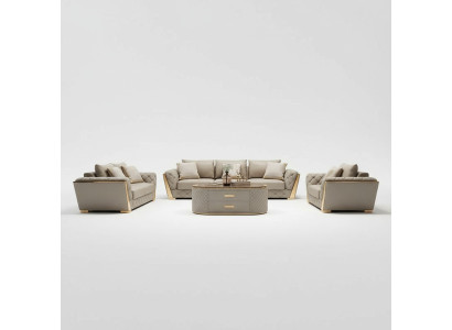 Ledersofa Couch Polster Garnitur 321 Sitzer komplett set sitzpolster Garnituren