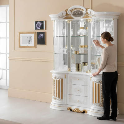 Italienische Luxus Möbel xxl Vitrine Kommodenschrank Glas Designer Schrank Neu