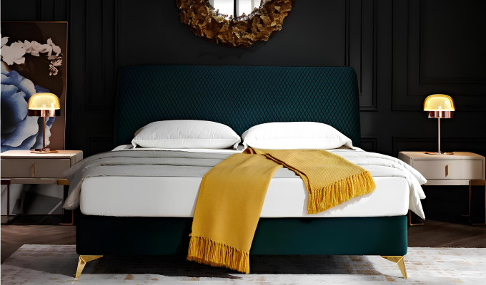 Bett 180x200cm Textil Schlafzimmer Möbel Luxury Moderne Betten Design Bett Samt