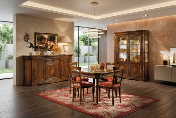 Esszimmer Set Esstisch 4x Stuhl Kommode Vitrine Garnitur Tisch Gruppe 7tlg Möbel