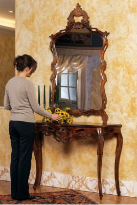 Spiegelkonsole Landhausstil Konsole Schminktisch mit Spiegel Konsolentisch Braun
