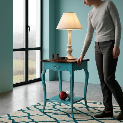 Konsolen Nachttisch Schlafzimmer Beistelltisch Modern Design Möbel Holz Azurblau