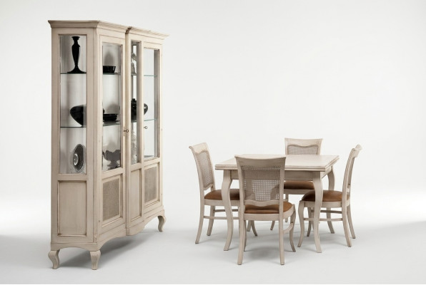 Holz Vitrinen Glas Schrank Echtholz Anrichte Vitrine Wohnzimmer Möbel Massive