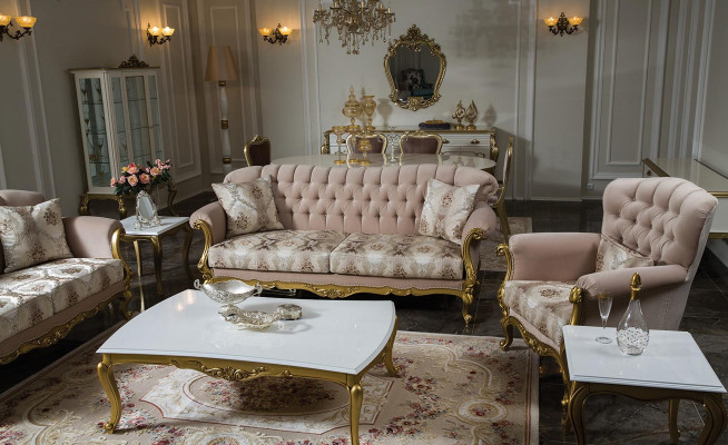Luxus Dreisitzer Sofa 3 Sitz Sitzer Stoff Couch Möbel Stil Textil Italien