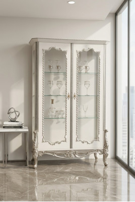 Vitrinen Glas Schrank Vitrine Wohnzimmer Holz Anrichte Luxus Möbel Neu