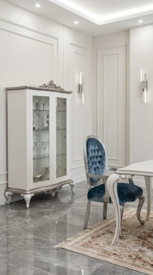 Vitrine Weiß Glasschrank Design Klassische Schrank Luxus Holz Möbel