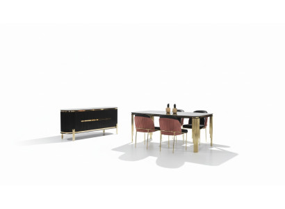 Luxus Esszimmer Essgarnitur Design Tisch Kommode 4x Stühle Gruppe 6tlg. Set Neu