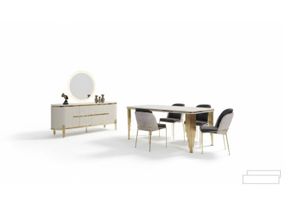 Metall Möbel Esszimmer Garnitur Tisch Stuhl Set kommode Essgarnitur Stühle 6tlg.