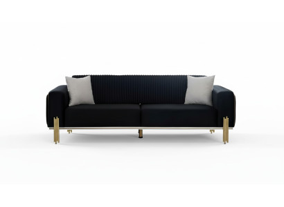 Dreisitzer Couch Möbel Samt Designer Gold Metall Gepolsterte Moderne Couchen Neu