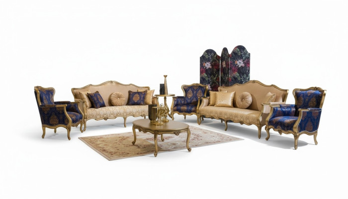Klassische Sofagarnitur 3+3+1+1 Sitzer Luxus Garnitur Sofa Sessel Set 4tlg