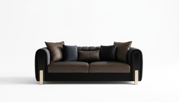 Medusa Dreisitzer Sofa 3 Sitzer Couches Sofas Luxus Polster Couch Schwarz Stoff