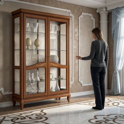 Vitrine Luxus Schaufenster Vitrinen Glas Schrank Holz Regal Modern Schränke Neu