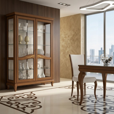 Vitrine Luxus Schaufenster Vitrinen Glas Schrank Holz Regal Modern Schränke Neu