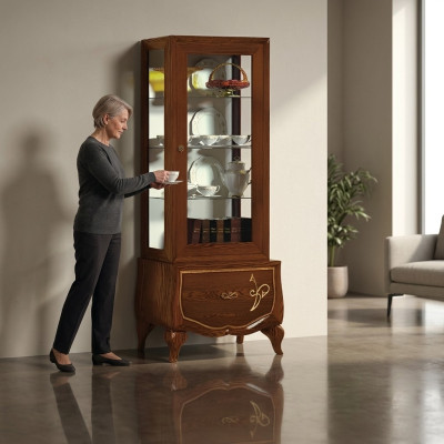 Vitrine Schaufenster Vitrinen Glas Schrank Antik Stil Modern Holz Design Möbel