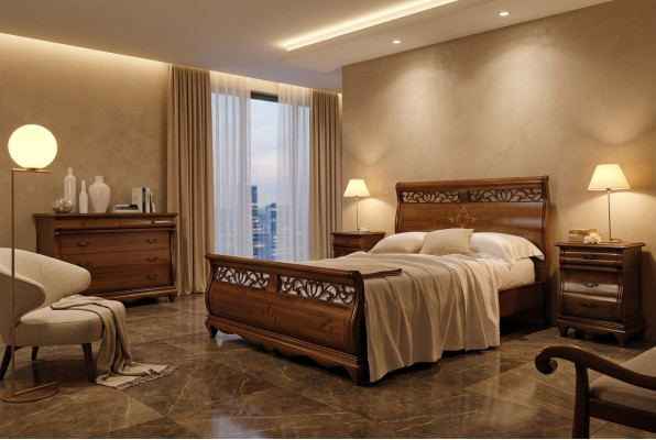 Bett Holz Doppelbett Schlafzimmermöbel Bett Massivholz Braun Italienische Möbel