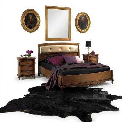 Doppelbett Betten Schlafzimmer Möbel Massivholz Vaccari cav giovanni Bett Neu